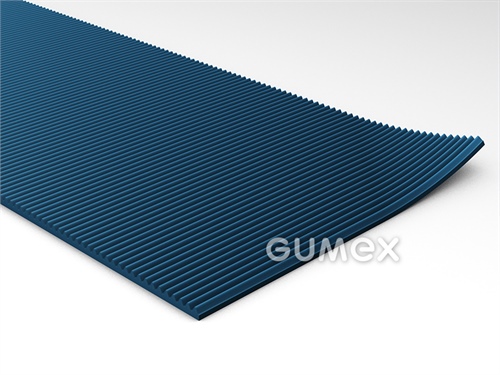 Gummiboden S 3, 3mm, Breite 1200mm, 65°ShA, SBR, gerillte Ausführung, -20°C/+60°C, blau, 